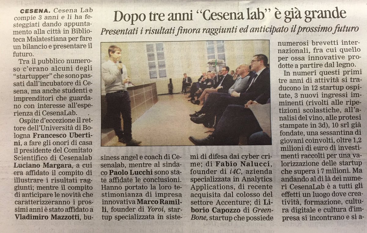cesenalab's tweet photo. Grazie a tutti coloro che ieri hanno festeggiato con noi! Via ad nuovo triennio a sostegno di #startup ed #aziende https://t.co/RH4M4dBBwj