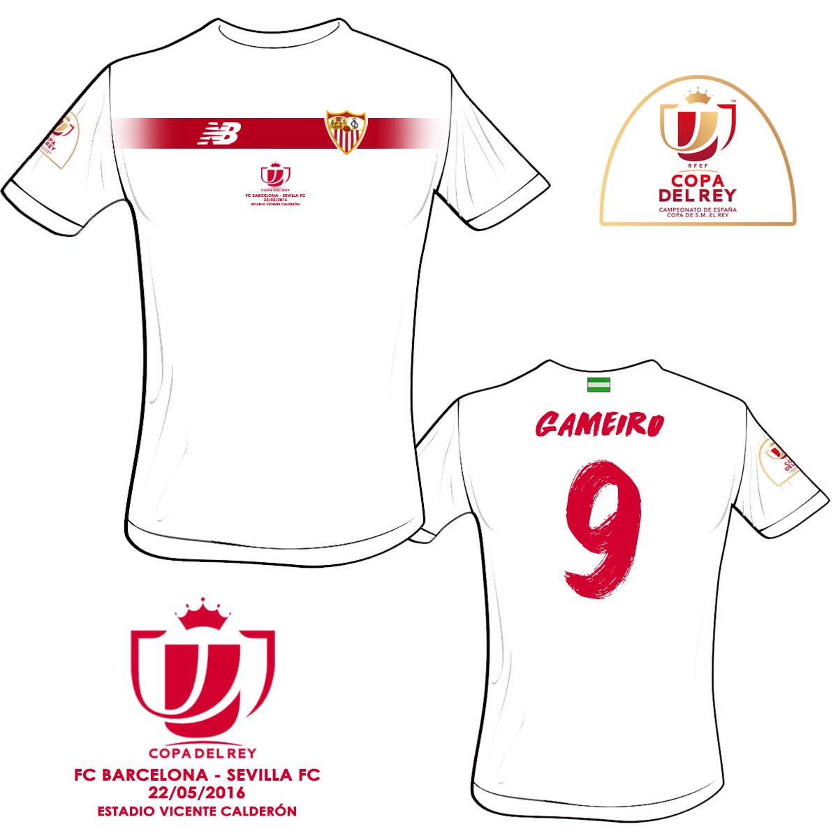 TiendaSevillaFC's tweet photo. #PENTACAMPEONES ¡Celebra nuestro 5º trofeo! con la camiseta del domingo de la final de copa https://t.co/3Z74Wb8Nyx https://t.co/GiS6eleJKi