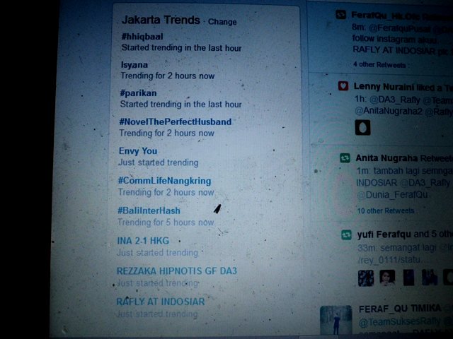 semangat dan percepat tweetnya yah ferafqu jgn lupa Tag ke @IndosiarID  dan <a href="/DA3_Rafly/">Muh.Rafly Heriawan</a> RAFLY AT INDOSIAR  (Retweet )