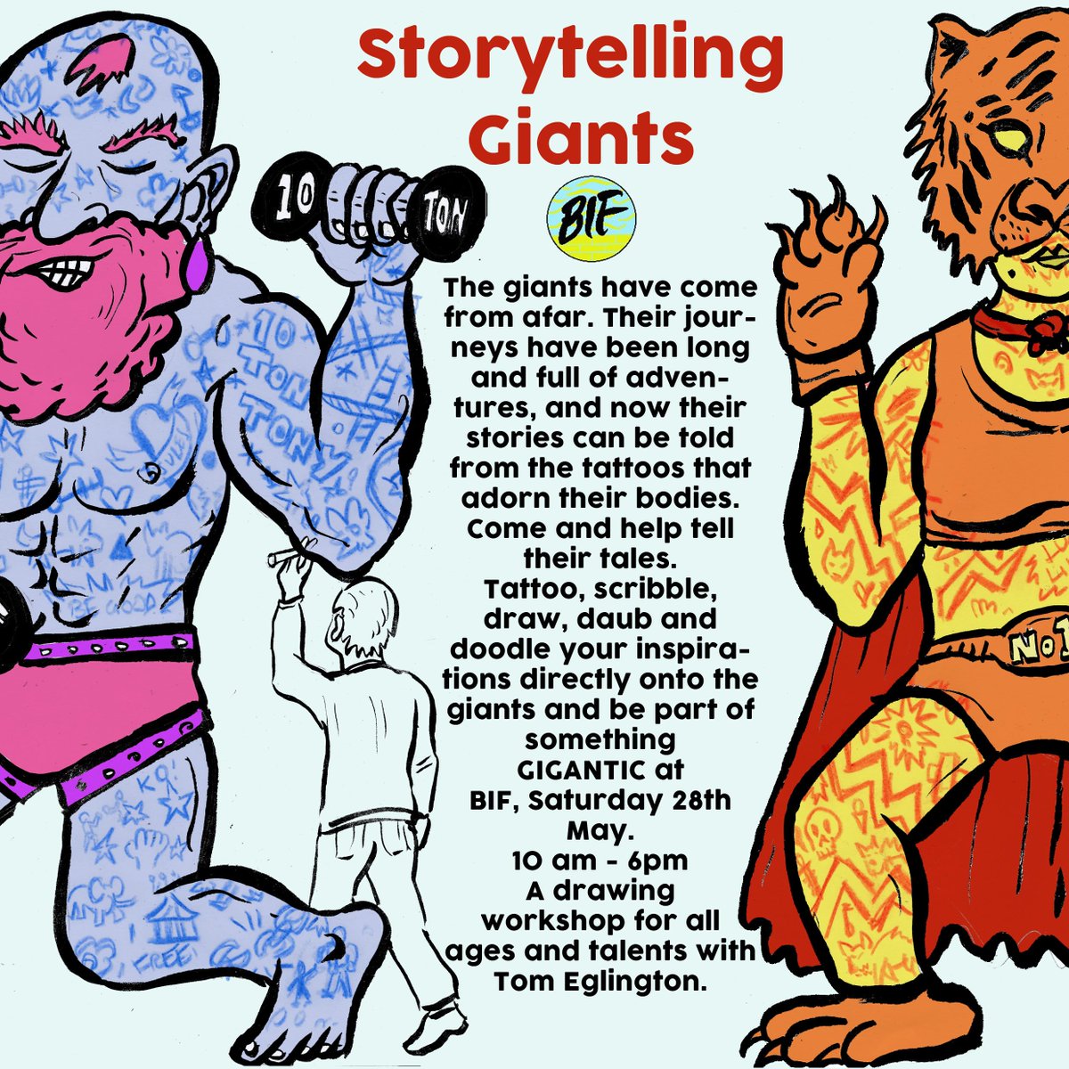 Next weekend @ #BIF. The giants (with hopefully a special guest) r coming. #BIF2 #workshop #illustration #giants