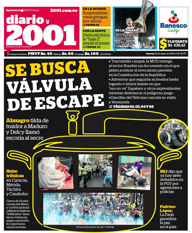 JuanEPaezPumar's tweet photo. Les presento nuestra portada de hoy jueves en la edición impresa de Diario 2001 @2001online https://t.co/9oGSCx03R7