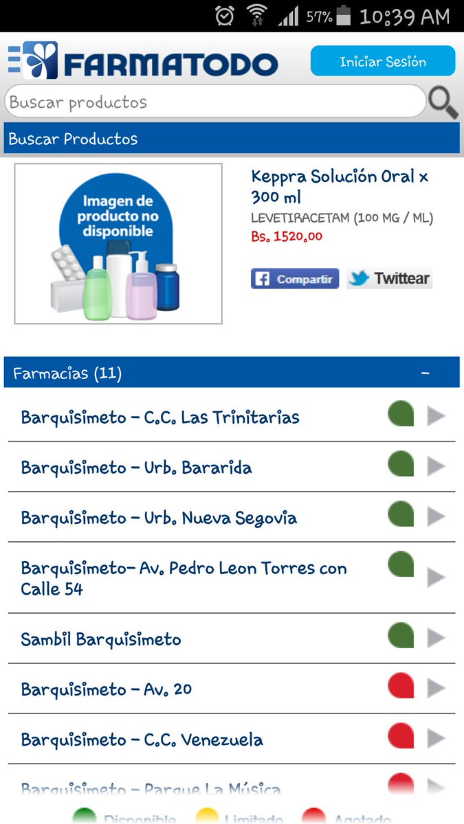 AdriCVB's tweet photo. @Farmatodo engaña a usuarios con la aplicacion. Bqto sale q hay en 5 locales Keppra Jarabe y cuando vas t lo niegan https://t.co/Mj0iPe9PpR