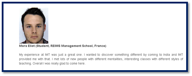 IMTGhaziabad's tweet photo. #StudentsExchangeProgram: Mora Eliot (Student, REIMS Management School, France) https://t.co/7WuIyf4bMb