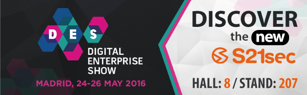 S21sec's tweet image. Save the date!
Next Tuesday the first day of #DES2016. Come and visit us in our stand #S21sec! @DES_show #DES2016