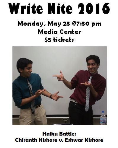 WritersWeekFHS's tweet photo. Good twin v. Evil twin. #WriteNite2016 https://t.co/5ThnUcuOkf