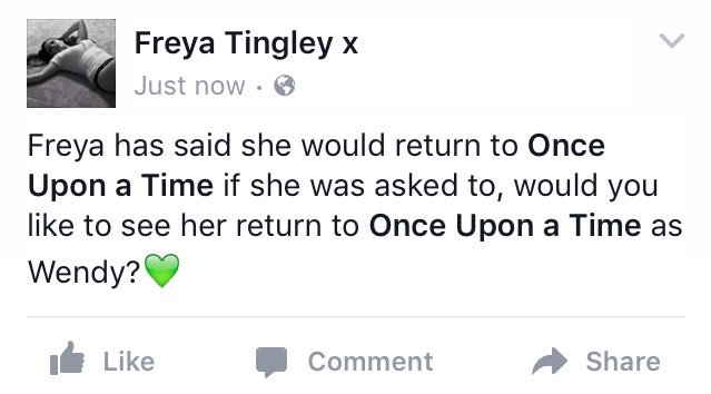 FreyaTingleyx's tweet photo. @AdamHorowitzLA @OnceABC @FreyaTingley @RobbieKay_ @UponASpoiler #ouat #bringbackwendy #bringbackpan #darlingpan https://t.co/pEEjwkP68u