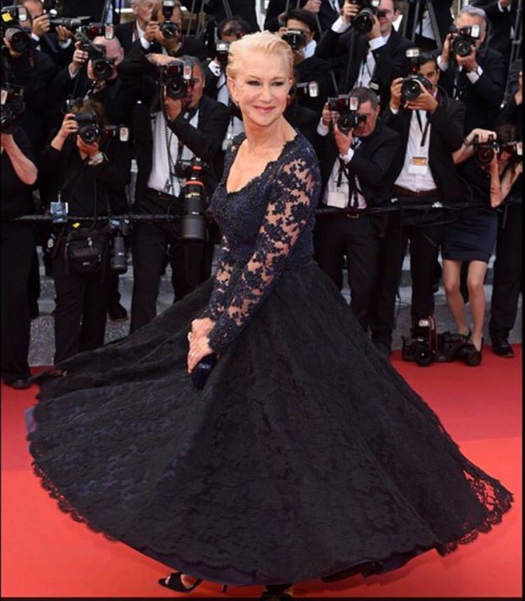 #Dame #HelenMirren #rocks the #redcarpet age #70 at #Cannes in divine black #lace by the master #BruceOldfield
