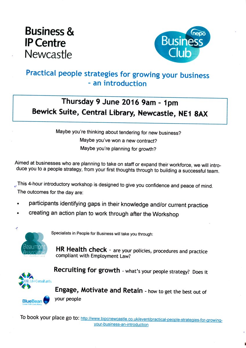 Complimentary Workshop 9 June BIPC - a practical introduction to people strategies for business growth