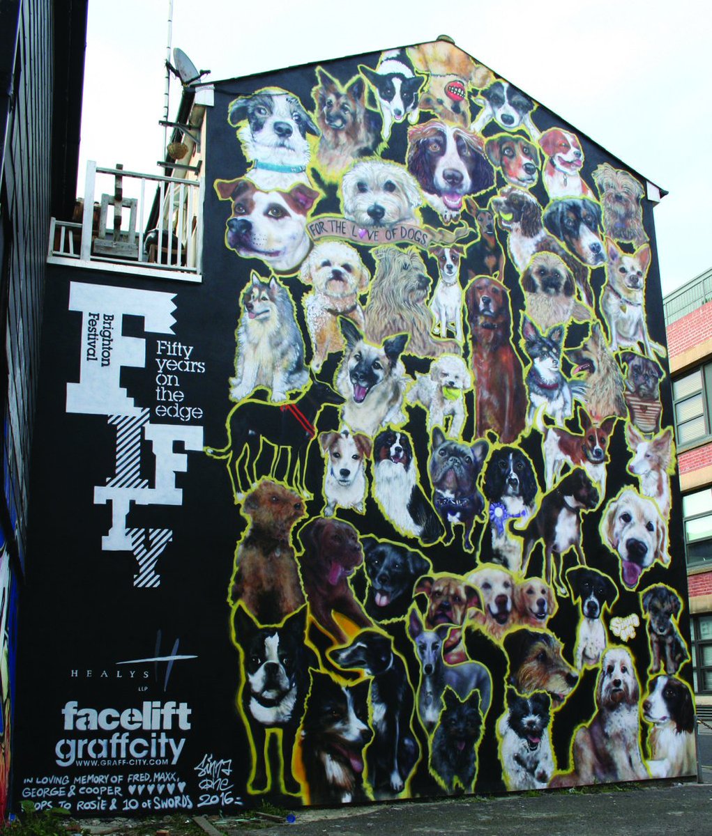 SinnaOne's tweet image. Check out my latest post about my newest mural, 'For the Love of Dogs'. Plenty of progress… sinnaone.com/2016/05/19/bri…