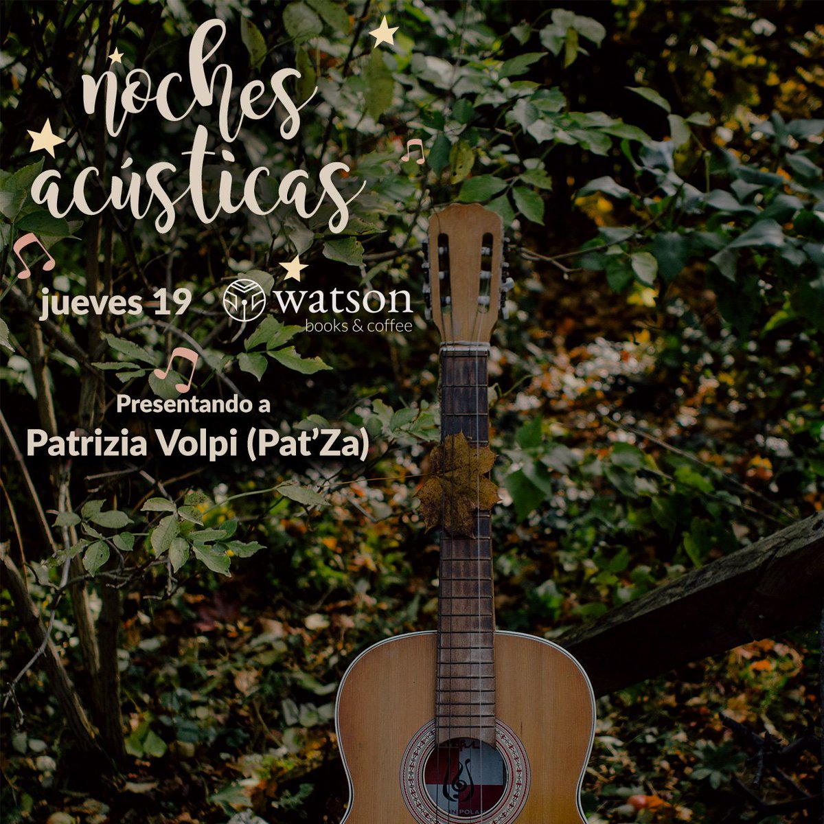 WatsonBooks's tweet photo. Hoy en nuestras noches acústicas nos acompaña Pat'Za. Los esperamos 🍻 https://t.co/XaZV5khQsp