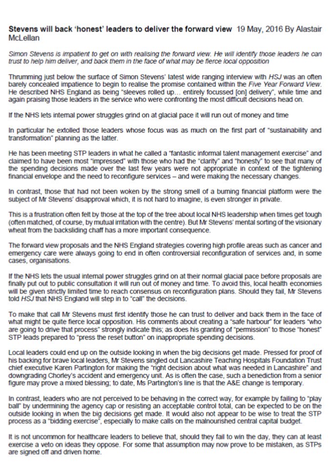 LindsayHoyle_MP's tweet photo. Worrying @NHSEngland is quoted in @HSJnews as backing @LancsHospitals &amp; those who can bring about "change"/closure? https://t.co/z1BBYjpnyn