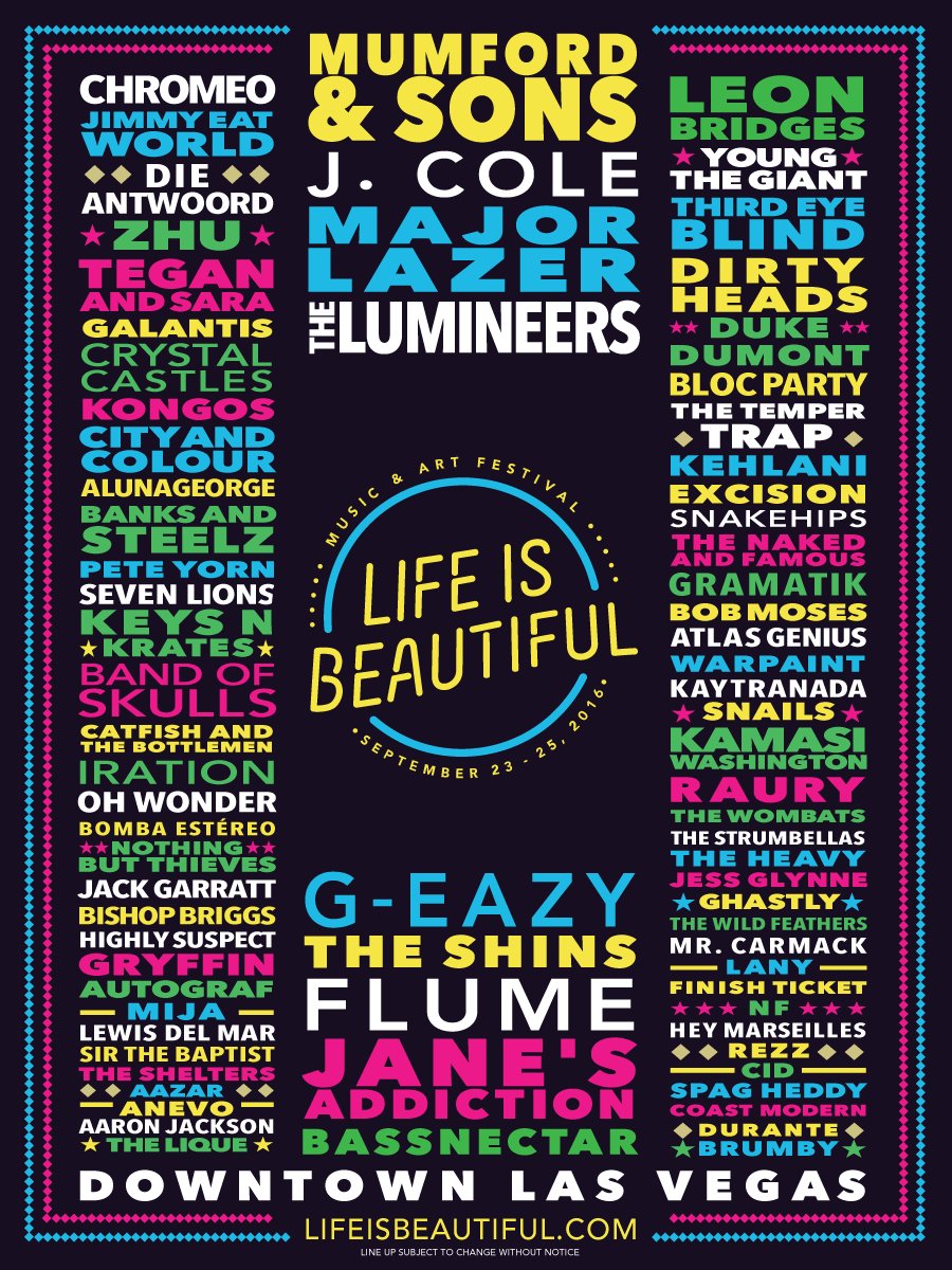 lifeisbeautiful's tweet image. Life is Beautiful Festival 2016 Lineup | Tickets On Sale FRIDAY 10AM PST