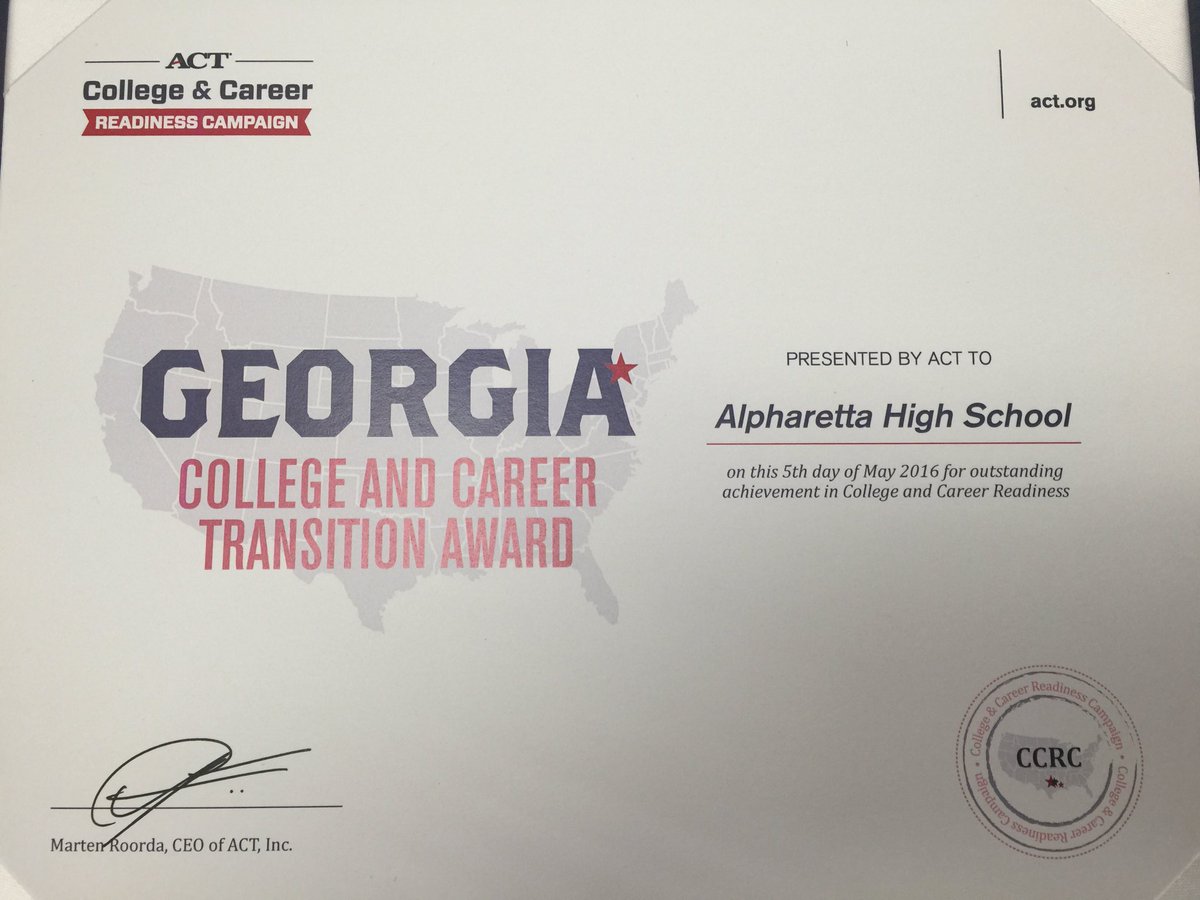 Congrats to AHS for receiving the ACT GA College &amp; Career Transition Award! <a href="/kenzeff/">Kenneth Zeff, Ed.D.</a> <a href="/FCS_SP2017/">FCS Strategic Plan</a> #raiderpride