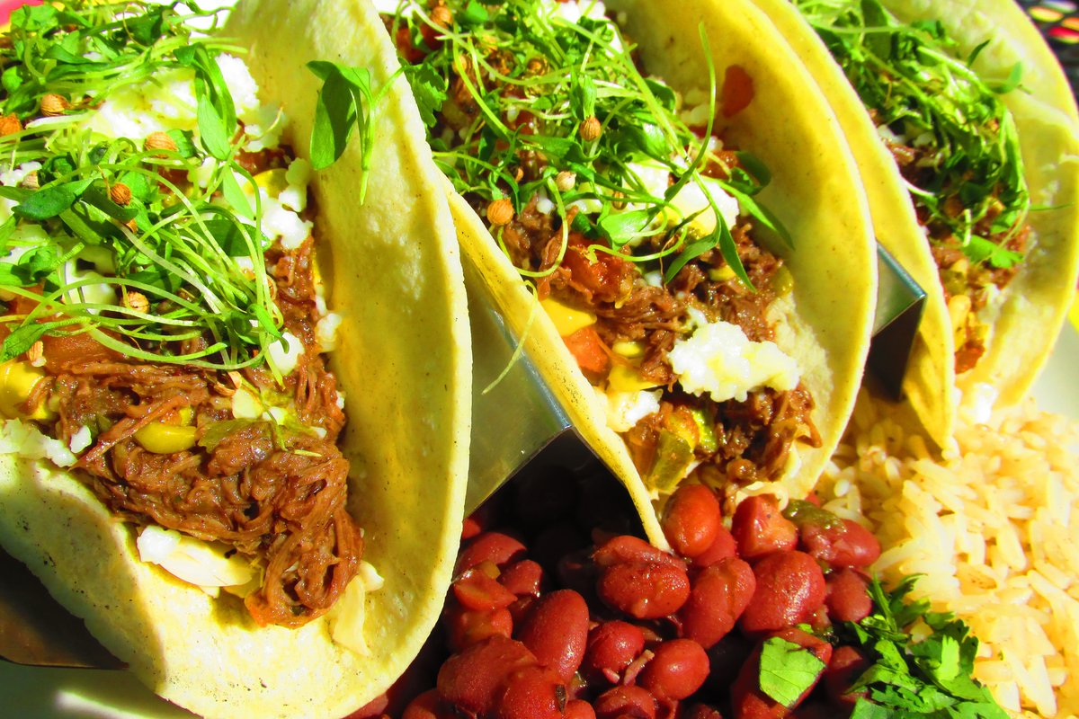 sanpedrocafe's tweet photo. The sun is shining and we ae serving Jerk Short Rib Tacos, they taste even better on our beautiful patio! https://t.co/kE8aw6ftQj