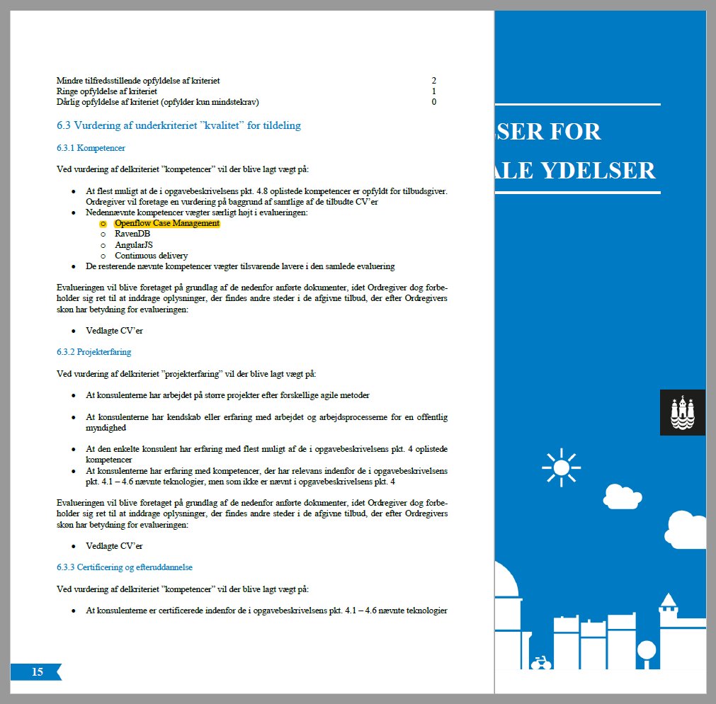 getopenflow's tweet image. The City of Copenhagen is listing "Openflow Case Management" as the first required skill in the public tender ;-)