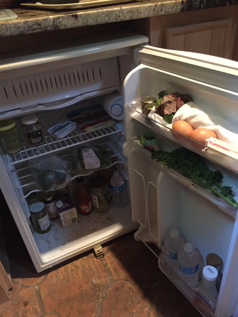 jtknapp80's tweet photo. @ARIYNBF @DanielQuantz Typical #workfridge - eggs, greens, sardines, sauerkraut. Normal right? #pleasecleanme https://t.co/iezfdyFVFH