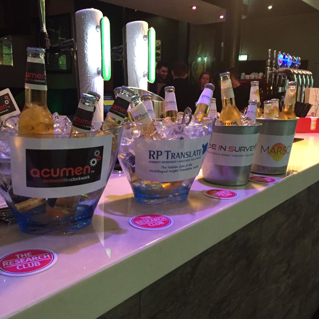 Beers at the ready #RClub #Manchester thanks to our sponsors <a href="/AcumenFieldwork/">Acumen Fieldwork</a> @RPTranslate @MadeInSurveys @MARSCLtd