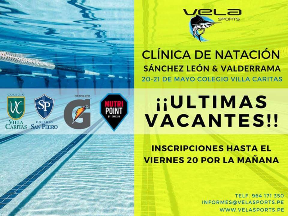 velasports's tweet photo. ÚLTIMAS VACANTES
20 y 21 de mayo, Colegio Villa Caritas 
informes@velasports.pe
964 171 350

https://t.co/DguhPUEUtj https://t.co/V47LeSWGng