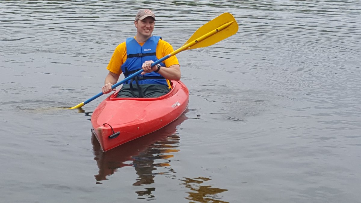 wilsonelem5's tweet photo. Here we have a trusting soul... would you trust Mr. Davis to launch your canoe or kayak?  #WeAreFHSD https://t.co/lBYdCjdZSW