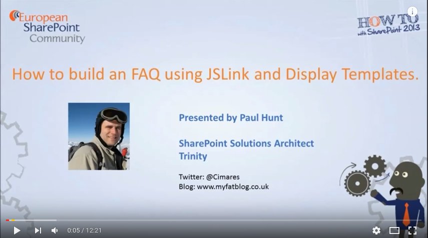 ESPC_Community's tweet image. [How to Video] Build an FAQ List Using #JSLink and Display Templates with @cimares ow.ly/Nh6o300iY70