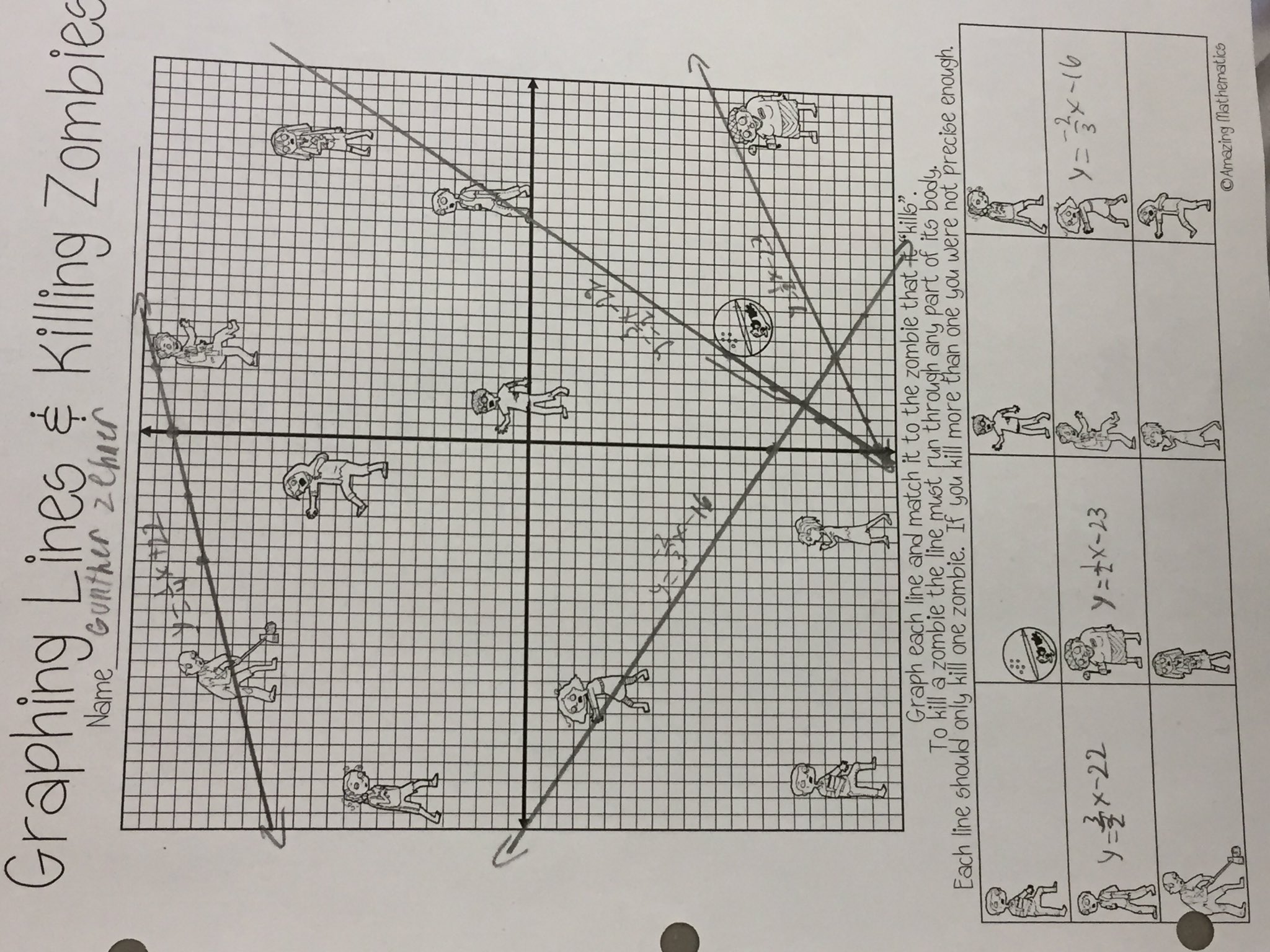 Mrs Boyd On Twitter Graphing Lines And Killing Zombies Today 7thgradegladiators