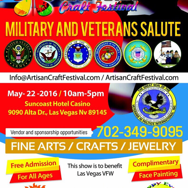 Artisan Craft Festival Military and Veteran's Salute this Sunday! <a href="/VIPISteveSanson/">Veterans In Politics</a> <a href="/AnnetteTeijeiro/">Annette Teijeiro</a>