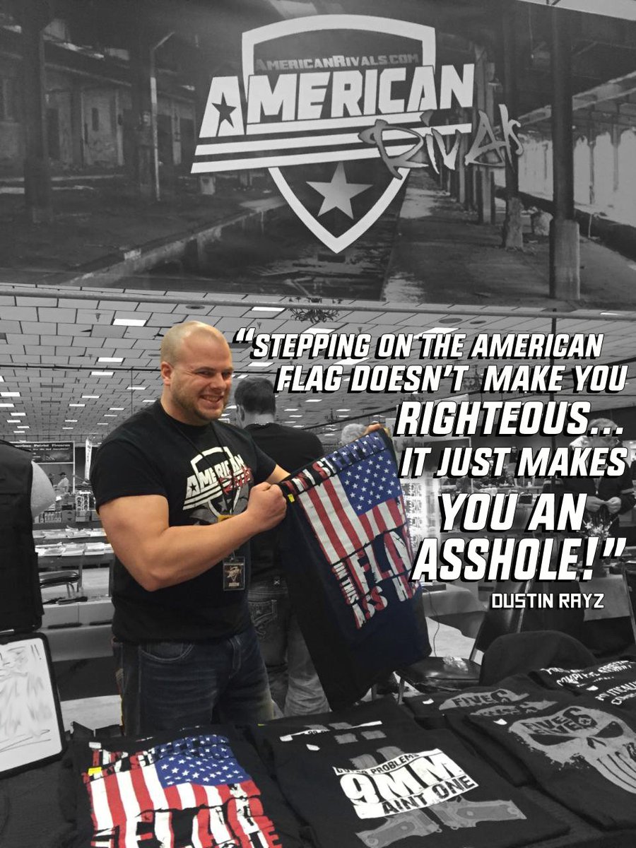 American_Rivals's tweet photo. Stepping on the American flag doesn't make you righteous...it makes you an asshole! #AmericanRivals #America https://t.co/ayxMMegyh1