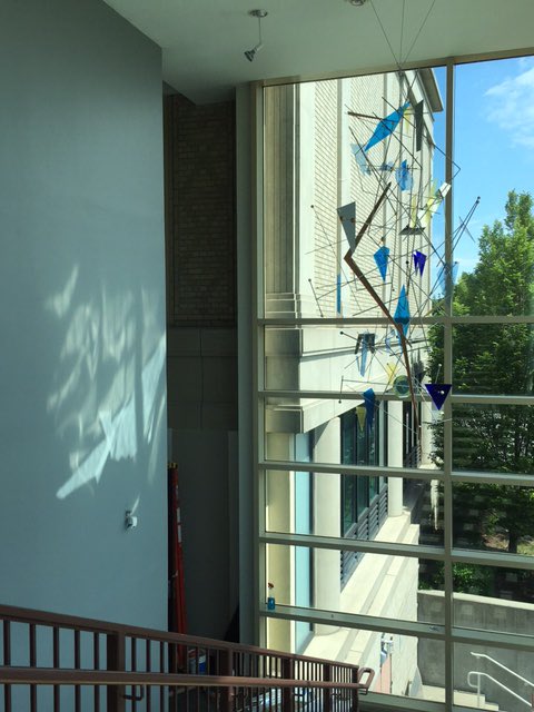 dtegeder_studio's tweet photo. Good morning sunshine! New glass mobile at the @MAMmontclair #abstract #sculpture #art https://t.co/W32bUxniol
