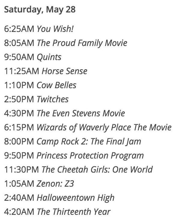 thefemaleboook's tweet image. Disney channel is releasing its 100th movie and to celebrate they are hosting a 4 day marathon of classics