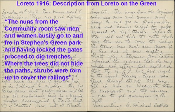 UCDDigital's tweet photo. Eye-witness account from 'Loreto on the Green' of the rebels - Loreto 1916 online soon! #1916 #Rising https://t.co/eqrWzf2mVy