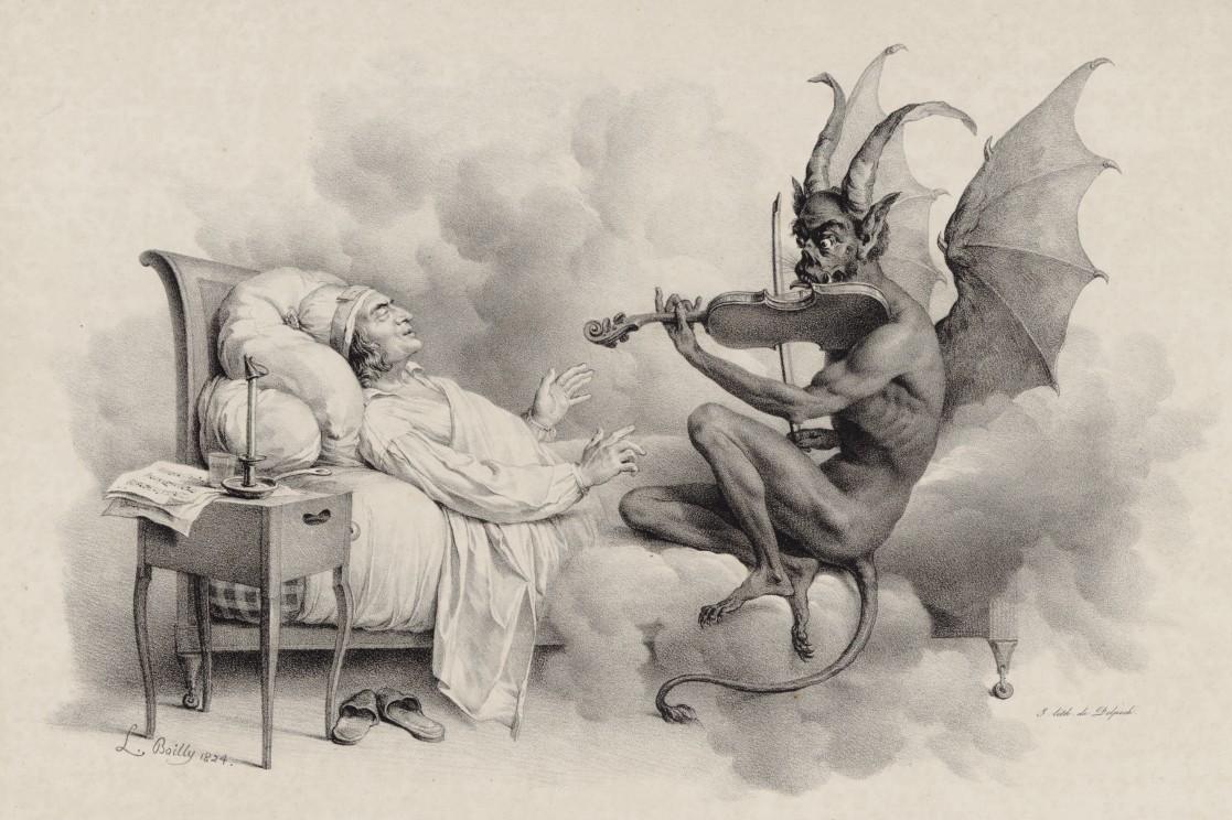 EnriqueGomezIV's tweet photo. Le Songe de Tartini by Louis-Léopold Boilly (1824). #GiuseppeTartini #DevilsTrillSonata #baroque #violin #drawing https://t.co/LQqOp7ZCzM