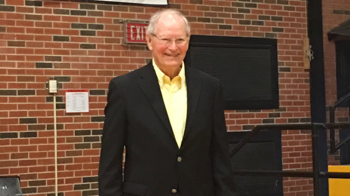 cuaggieathletic's tweet photo. Former @AggiesMBB Head Coach Ted Owens (Kansas MBB HC 1964-83) was back in the Aggie Gym today https://t.co/1sdiQVK6IQ