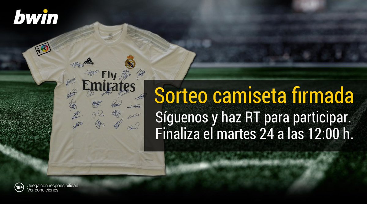 bwin_es's tweet photo. SORTEO DE CAMISETA FIRMADA POR LA PLANTILLA DEL #REALMADRID. Síguenos, haz RT y entrarás en el sorteo.¡Mucha suerte! https://t.co/wgrlL4KvtS