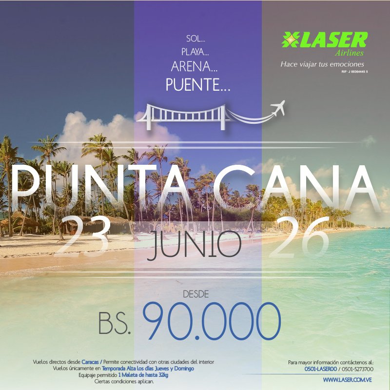 Laser Airlines on Twitter "Sol Playa Arena Puente de emociones que