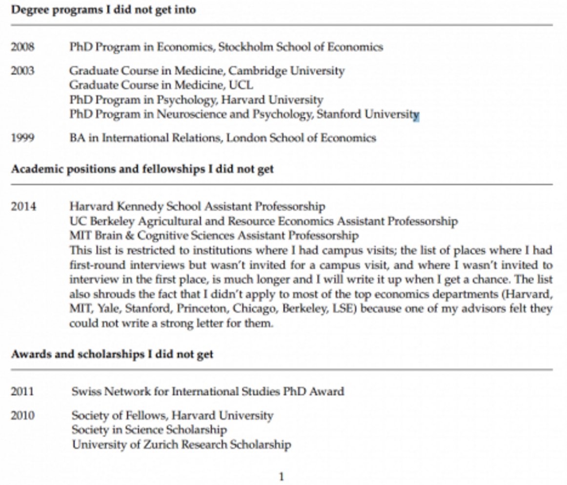 A Princeton professor has published a CV of his failures online buff.ly/1TbaclJ