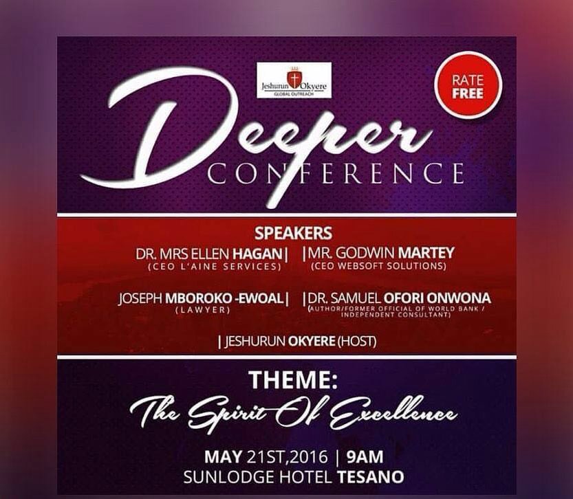 trend_gospel's tweet image. #MayEvent
#JeshurunOkyereMinistries
#DeeperConference
#SunlodgeHotel_Tesano
#21stMay
#9am
#Free
#TrendGospel