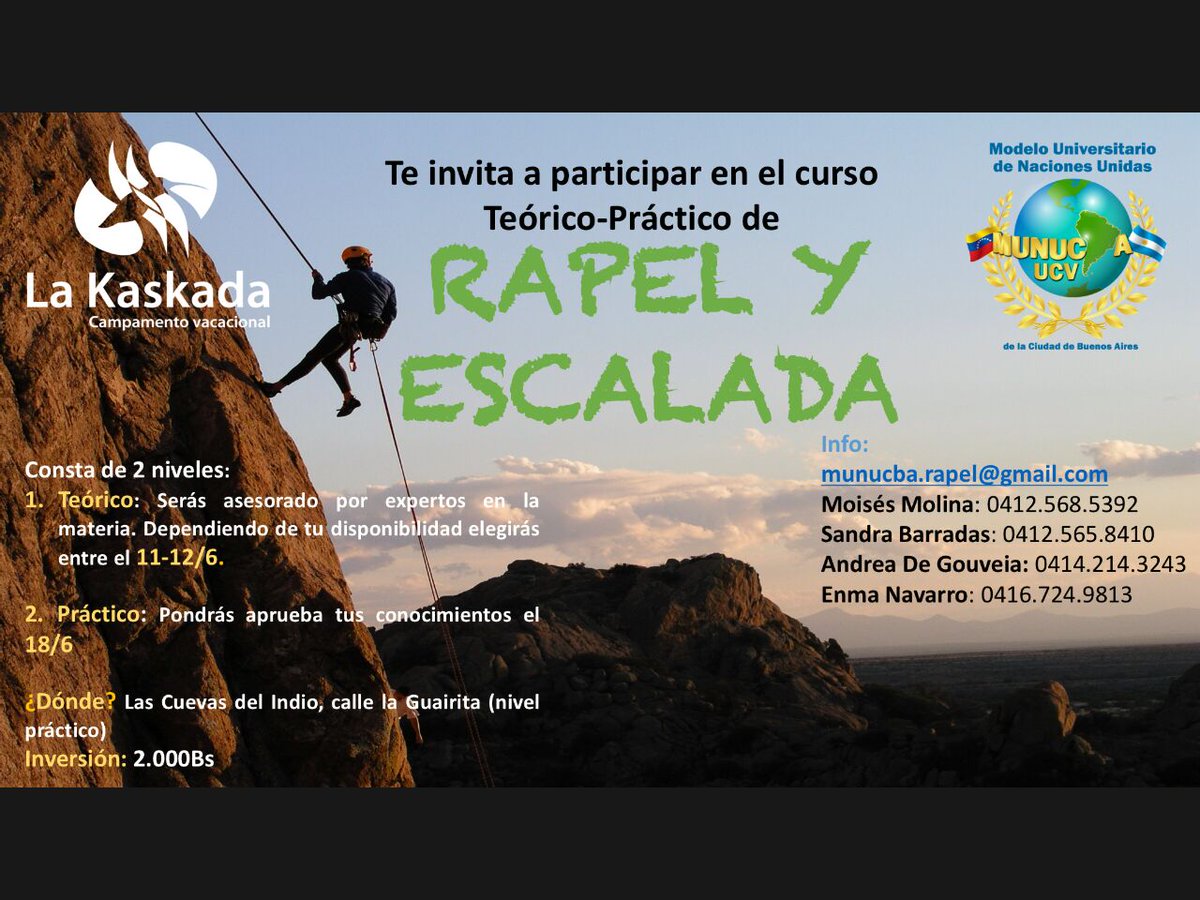 lakaskada's tweet photo. Te invitamos a nuestro curso de rapel y escalada, comunicate con nosotros al teléfono 0212.951.54.44 https://t.co/0wbqine4LZ