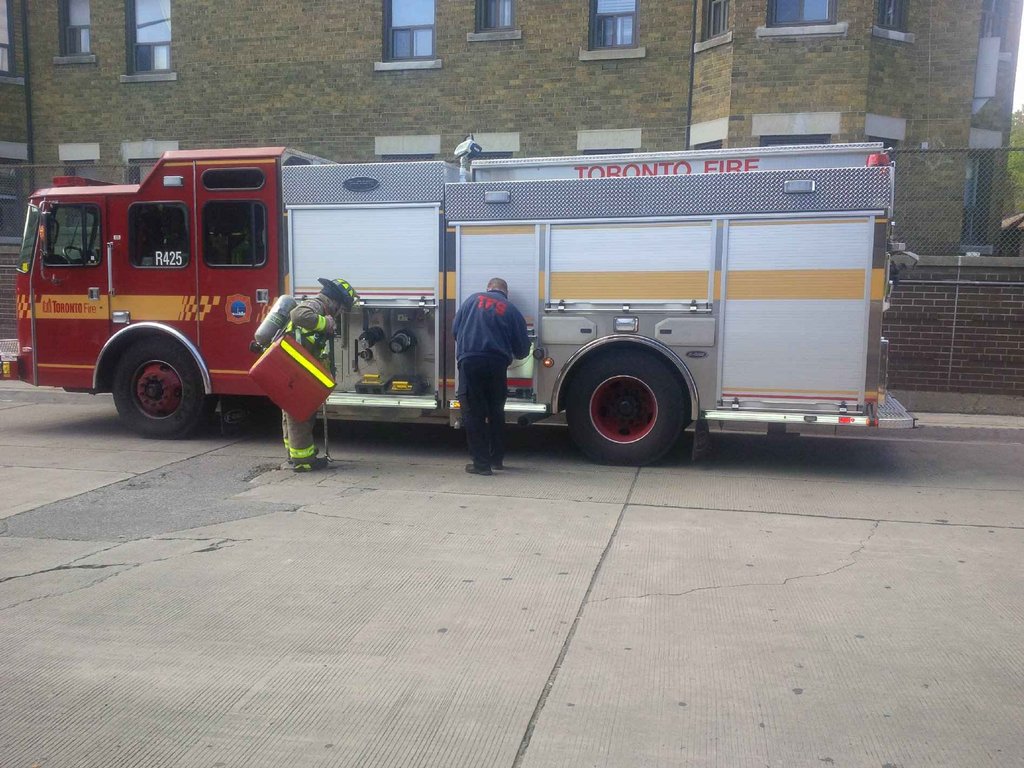 GwapogiTalaga's tweet photo. A firetruck outside #JaneStation, courtesy of my fiancée. #TTC https://t.co/d2AgG8Bcj5