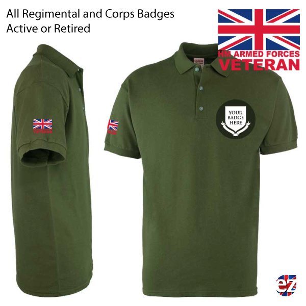 EZMilitary's tweet image. Veteran Polo Shirt - HM Armed Forces Veteran.  Active and retired regiments. All Colours | ow.ly/CTTV300nYN3