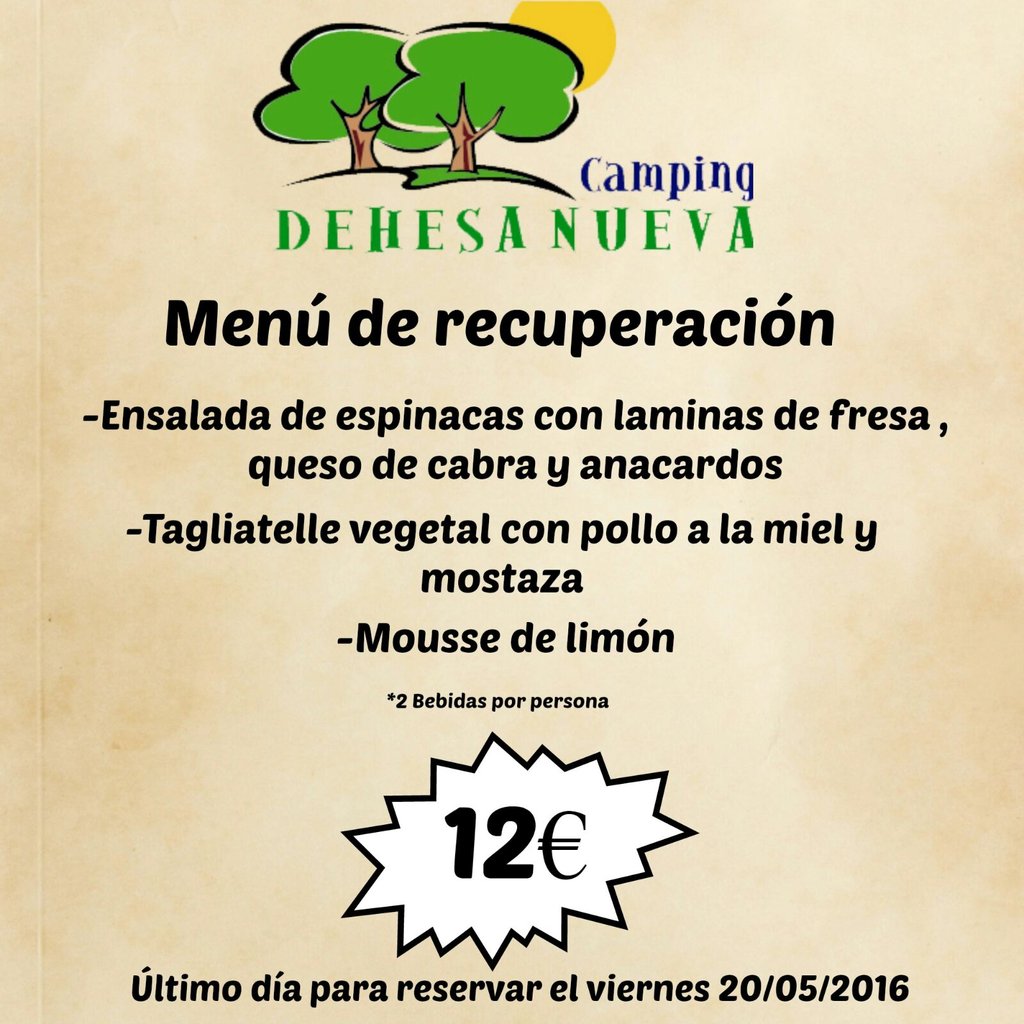 ¡Reserva ya este suculento y apropiado menú de recuperación con motivo del Cross de Aznalcázar!