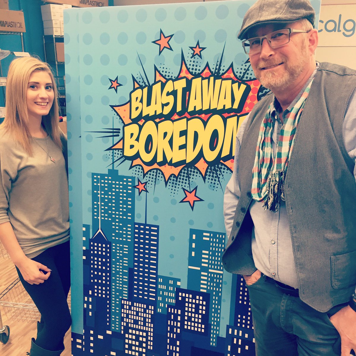 printcalgary's tweet photo. "Only boring people get bored" - Ruth Burke

Mr Calgary &amp; Erika posing next to one of our client's custom projects! https://t.co/q5AXFU4A2m