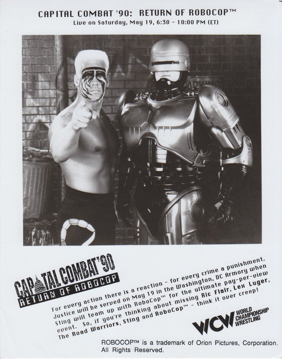 RoboCop_Doc's tweet photo. #TBT Promo for #RoboCop2 #CapitalCombat #WCW #RoboCop #Sting #wrestling #ReturnofRoboCop https://t.co/prVjPzSCmA https://t.co/sKw8FW9SFB