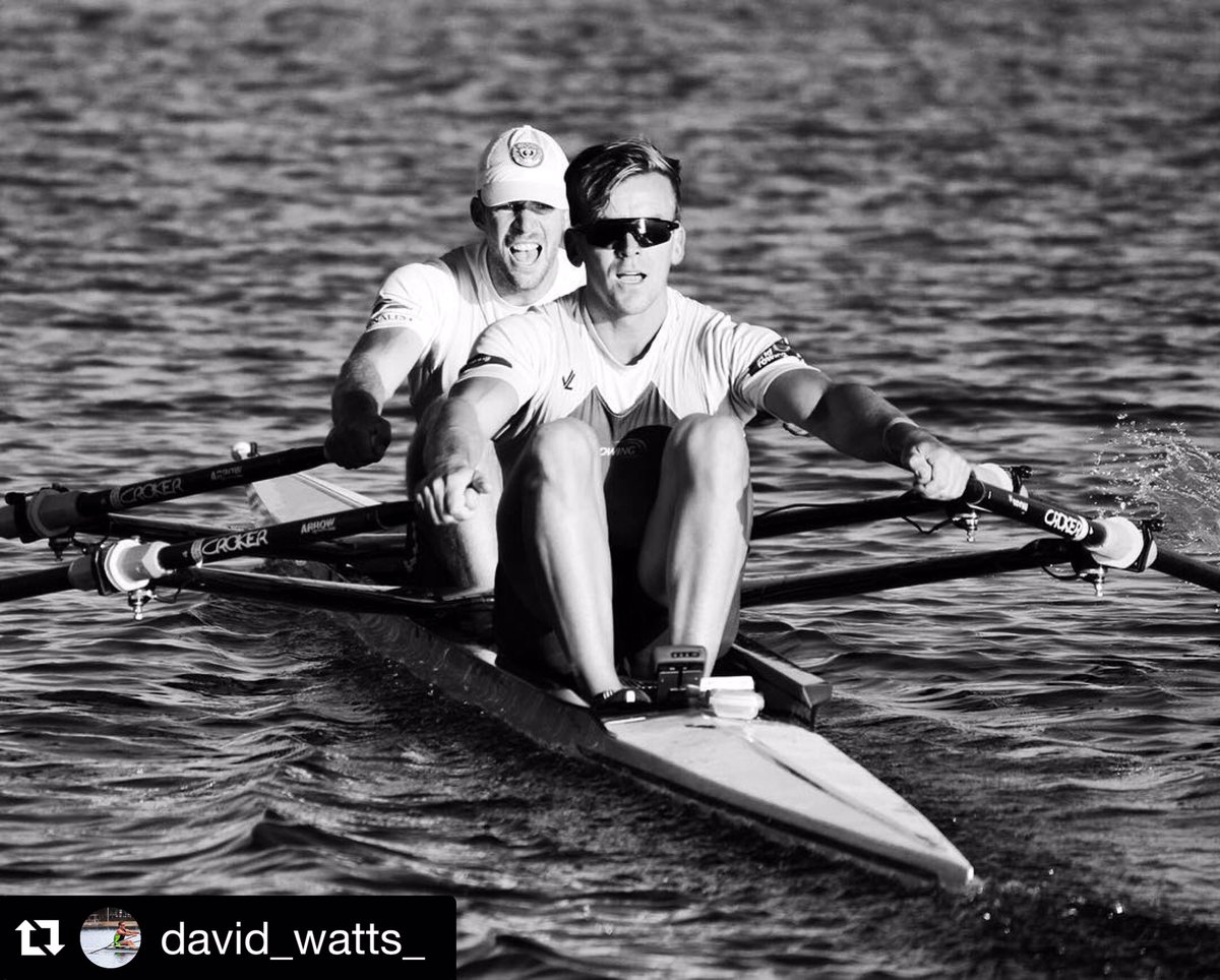 David Watts &amp; Chris Morgan training in their new boat. A gold striped <a href="/FilippiBoats1/">FilippiBoats</a> with matte black insides #nice