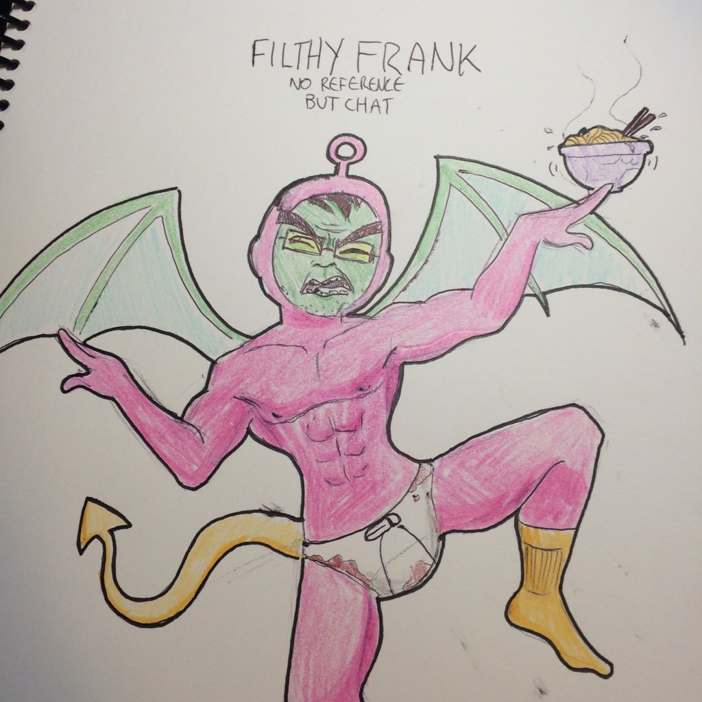 RubberNinja's tweet photo. Streaming YouTuber drawing requests with only the chat as reference. This is what chat said @FilthyFrank looks like. https://t.co/eZIKQ59cFa