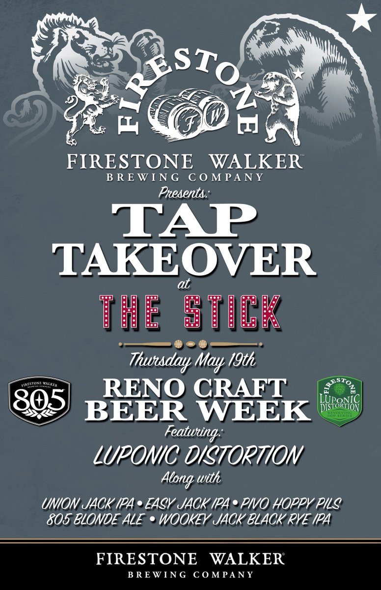 thestickreno's tweet photo. #RenoCraftBeerWeek! See you at 5pm for @FirestoneWalker 's Tap Takeover at #TheStickReno! https://t.co/VImSyQ77FX https://t.co/Q3ApBPRZU8