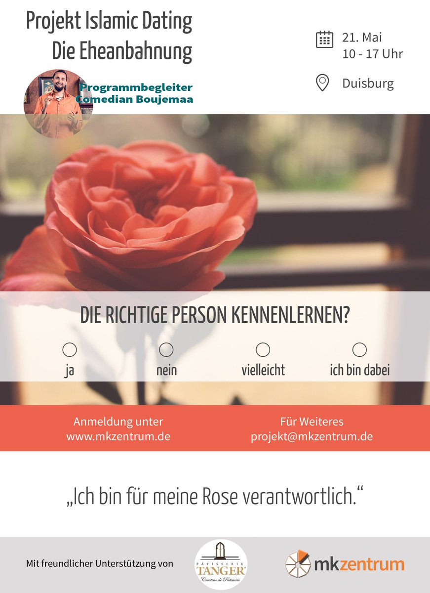 mkzentrum's tweet photo. #mkzentrum präsentiert: Die Eheanbahnung - Projekt Islamic Dating. Infos unter: https://t.co/VrgyB0nRER https://t.co/R1TUjwBKMH