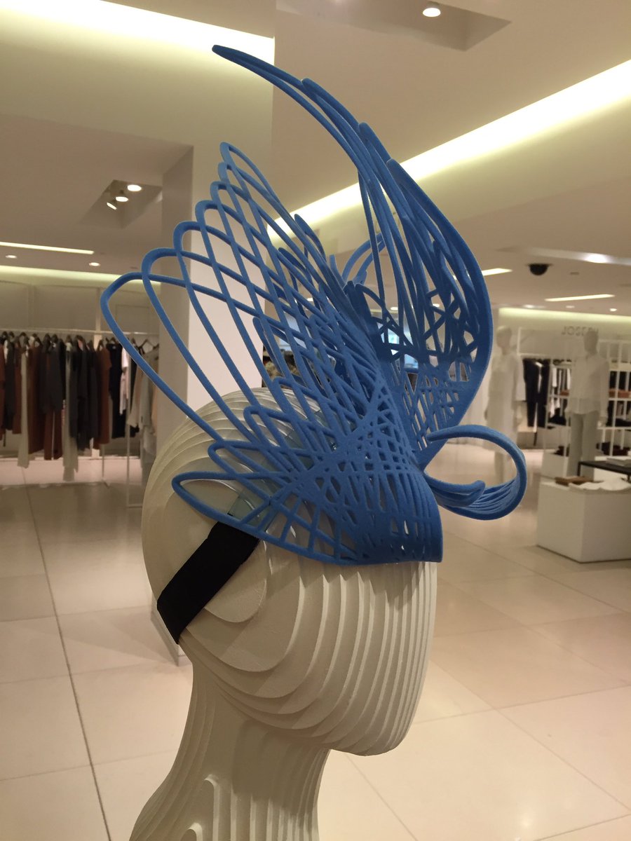 Beautiful Twitter bird inspired hat by <a href="/emma_yeo/">EMMA YEO</a> for #decadesofdrama at @FenwickBondSt #hattastic #fundingthefight