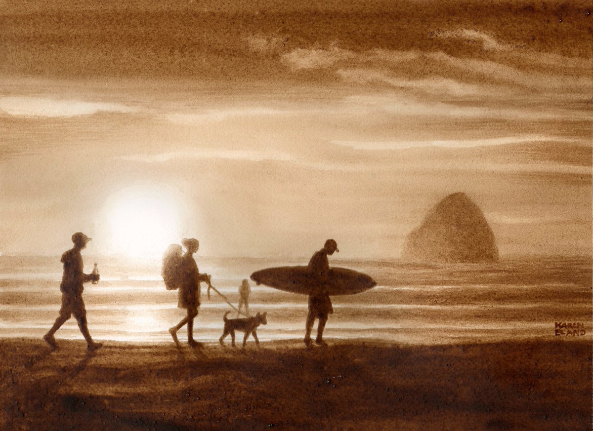 beerpainter's tweet photo. Sunset Surfing- painted using only beer and water https://t.co/R1ROUWM5KS