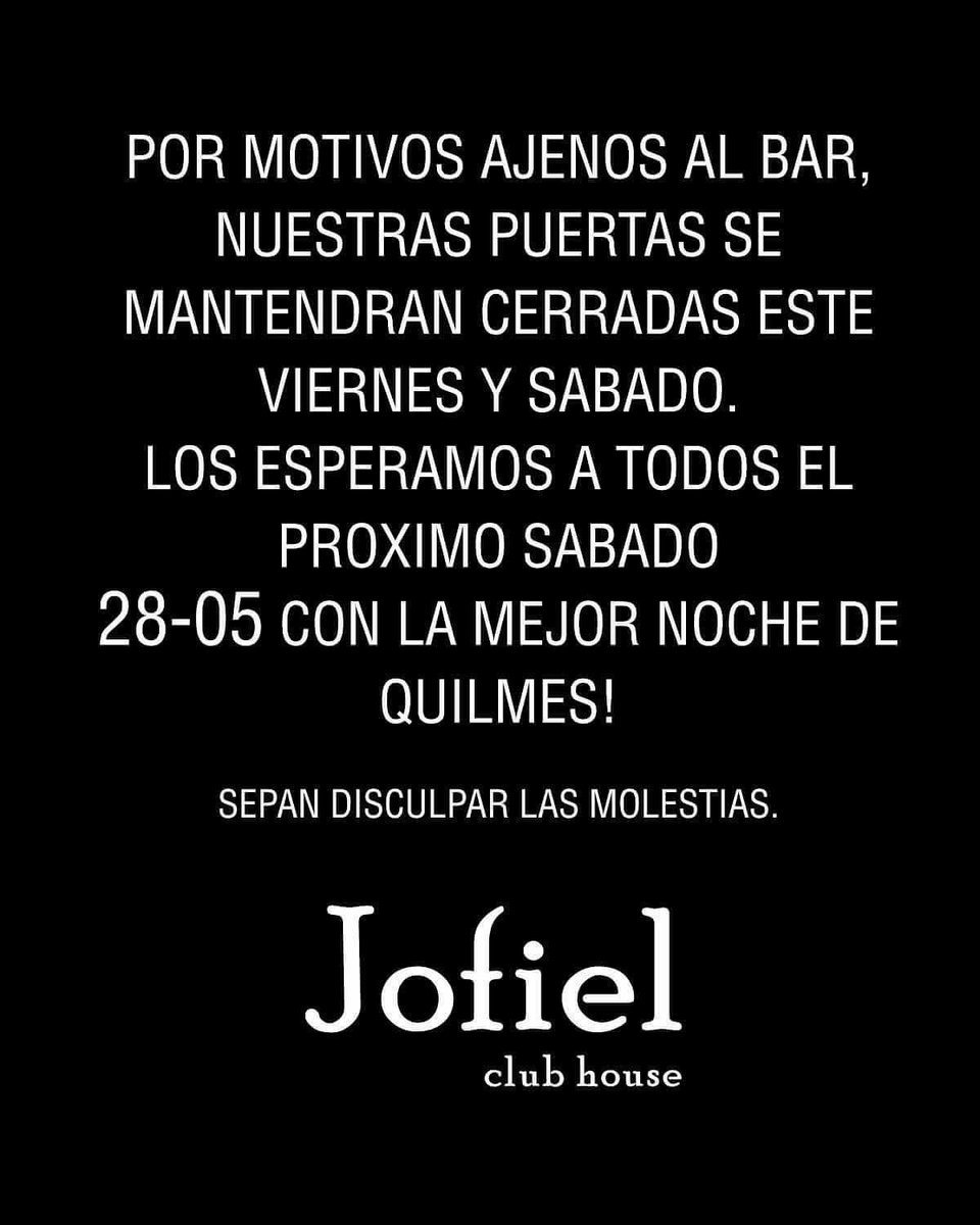 JofielClubHouse's tweet photo. Sepan disculpar las molestias! https://t.co/LHrkmqJEIT