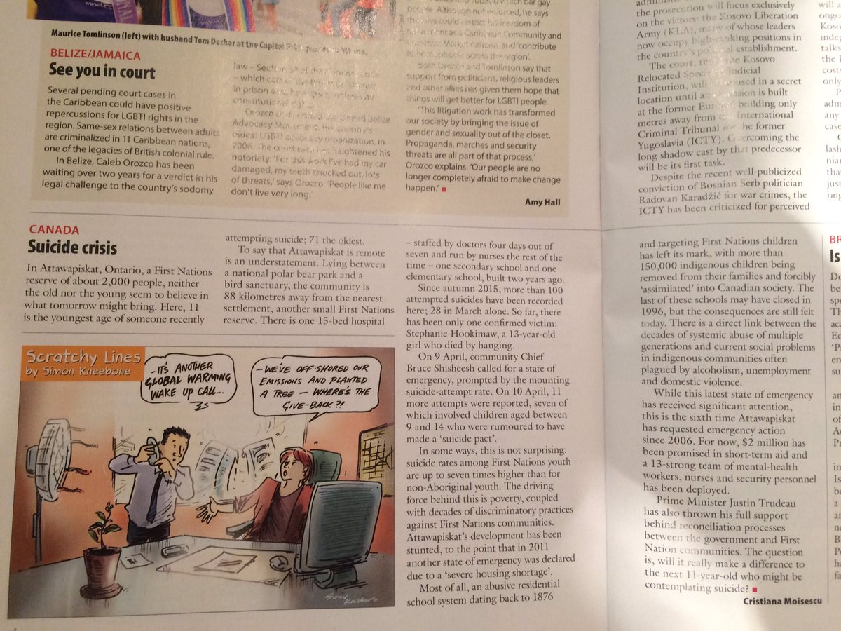 MCristianna's tweet photo. My latest in #NewInt on the spate of suicides in Canada's Attawapiskat. @newint @BruceShisheesh #FirstNations https://t.co/BFcnaiTR2S